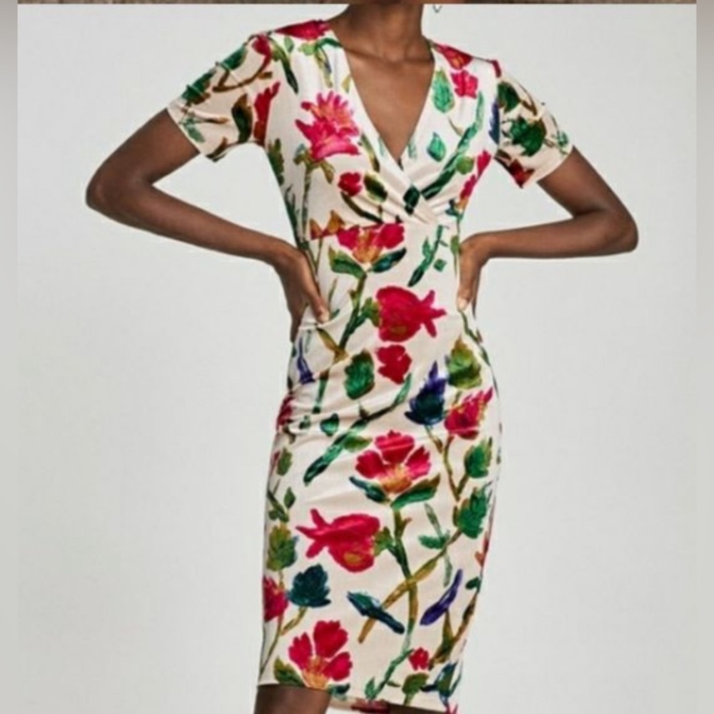 Zara Floral Velvet Midi Dress